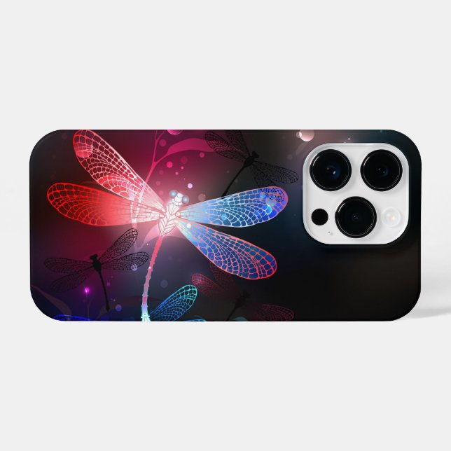 Glimmerne Rote Libelle iPhone 14 Pro Hülle (Rückseite (Horizontal))