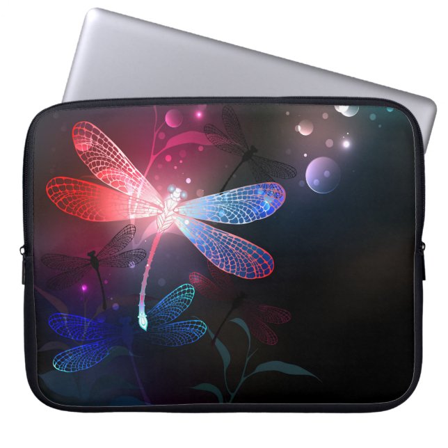 Glimmerne Rote Libelle Laptopschutzhülle (Vorderseite)