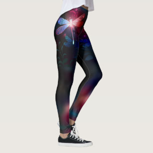 Glimmerne Rote Libelle Leggings