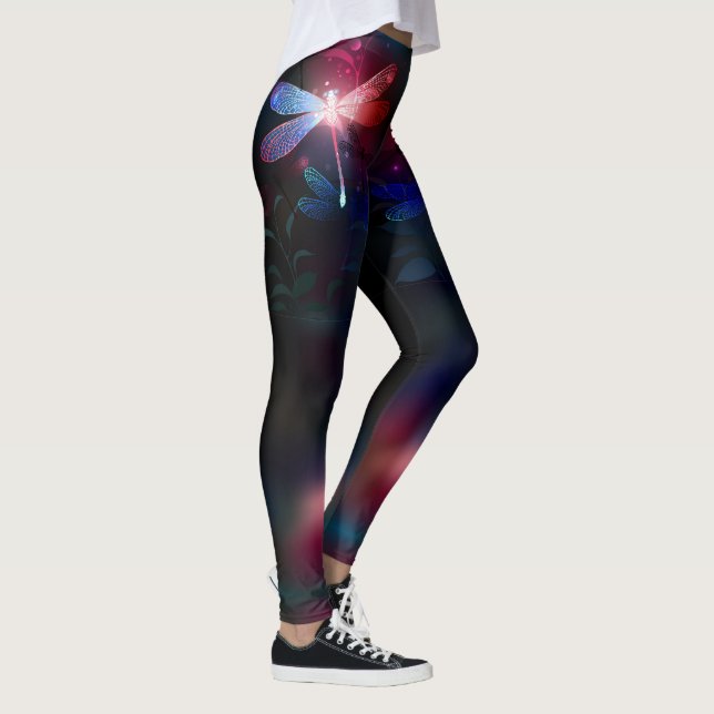 Glimmerne Rote Libelle Leggings (Rechts)