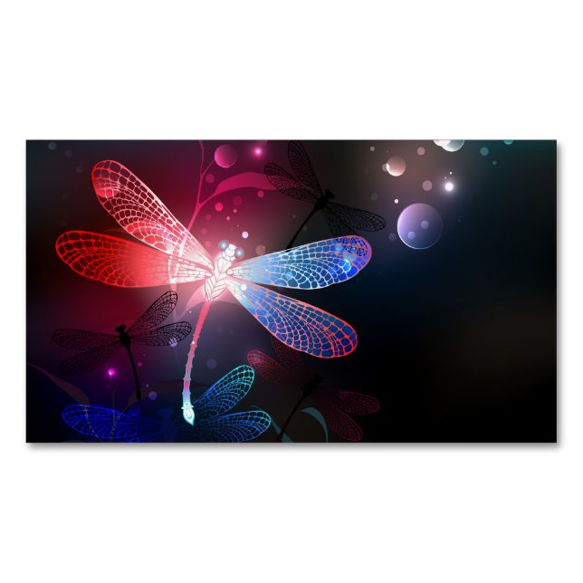 Glimmerne Rote Libelle Magnetische Visitenkarte (Vorderseite)
