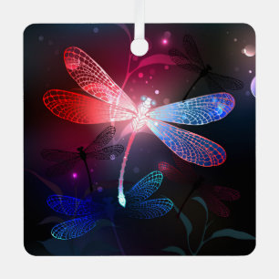 Glimmerne Rote Libelle Ornament Aus Metall