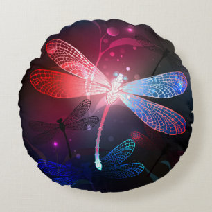 Glimmerne Rote Libelle Rundes Kissen