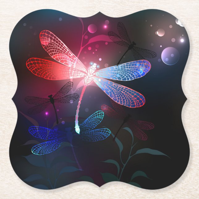 Glimmerne Rote Libelle Untersetzer (Vorderseite)