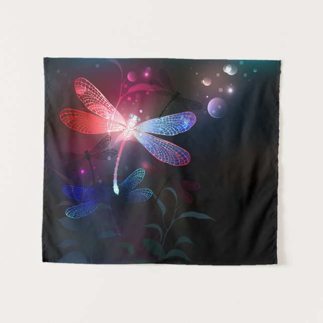 Glimmerne Rote Libelle Wandteppich (Vorderseite (Horizontal))