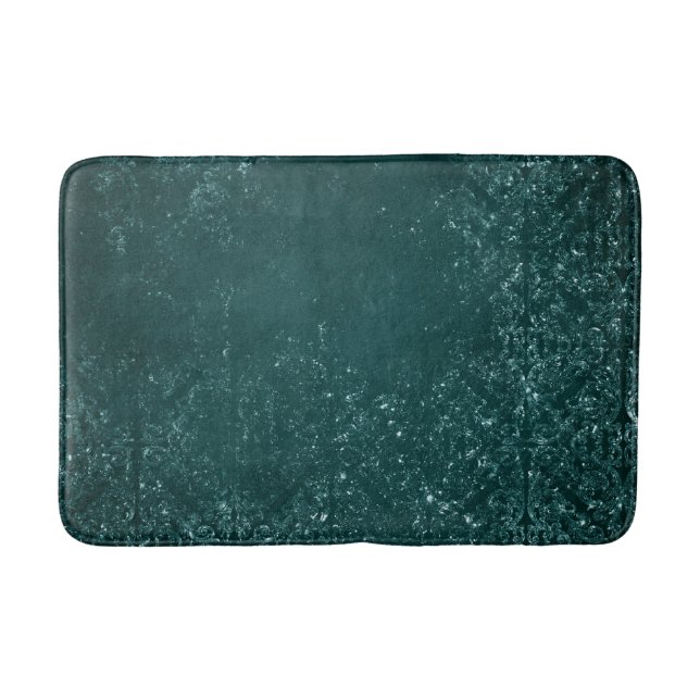 Glimmery Aquamarin Grunge | Rich Dark Green Glam D Badematte (Vorderseite)