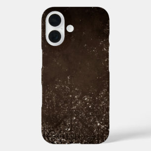 Glimmery Bronze Grunge   Rich Brown Glam Damask iPhone 16 Hülle