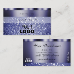 Glimmery Dark Blue Sparkling Glitzer Logo Elegant Visitenkarte