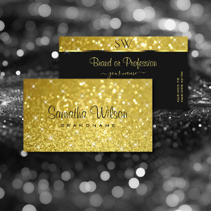 Glimmery Gold Glitzer Sparkling Stars und Initiale Visitenkarte