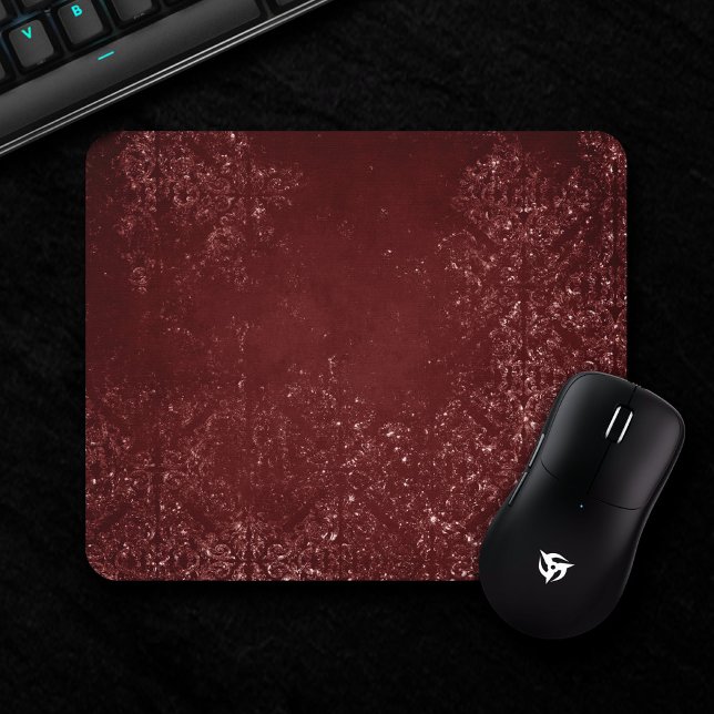 Glimmery Henna Grunge | Rich Blood Red Glam Damask Mousepad (Von Creator hochgeladen)
