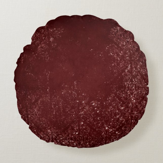 Glimmery Henna Grunge | Rich Blood Red Glam Damask Rundes Kissen (Vorderseite)