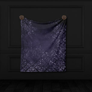 Glimmery Indigo Grunge Lila Damast um Mitternach Fleecedecke