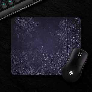 Glimmery Indigo Grunge   Lila Damast um Mitternach Mousepad