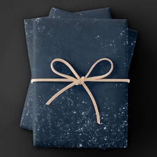 Glimmery Navy Grunge   Dark Sapphire Blue Damask Geschenkpapier Set