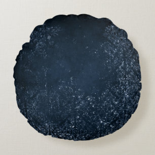 Glimmery Navy Grunge   Dark Sapphire Blue Damask Rundes Kissen