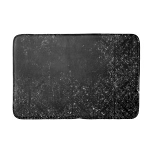 Glimmery Onyx Grunge Silvery Black Glam Damask Badematte