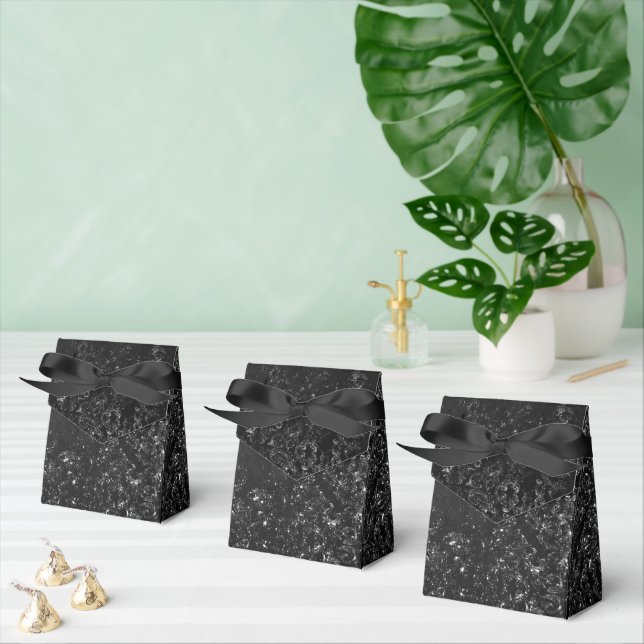 Glimmery Onyx Grunge | Silvery Black Glam Damask Geschenkschachtel (Zahlreiche)