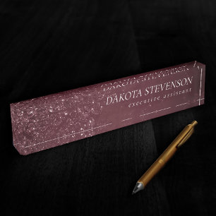 Glimmery Wine Grunge Sangria Bordeaux Damask Namensplakette