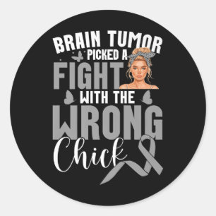 Glioblastoma Awareness Fight Falscher Kick Brain T Runder Aufkleber