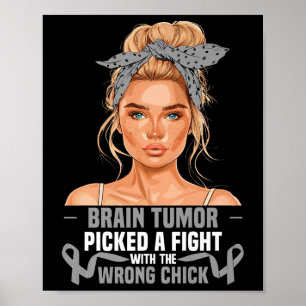 Glioblastoma Awareness Month Women Fighter Brain T Poster