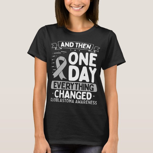 Glioblastoma Awareness Warrior Brain Tumor Ribbon T-Shirt (Vorderseite)