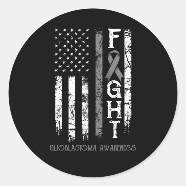 Glioblastoma Warrior Us Flag Runder Aufkleber (Vorderseite)