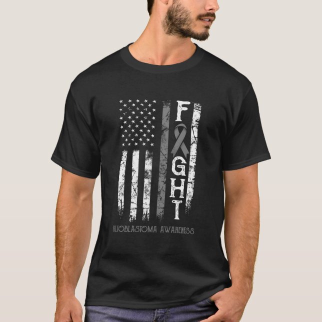 Glioblastoma Warrior Us Flag T-Shirt (Vorderseite)