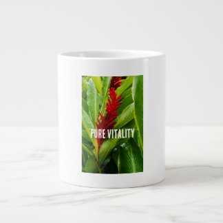 Glistening Red Ginger Flower and Rain-Kissed Leave Jumbo-Tasse