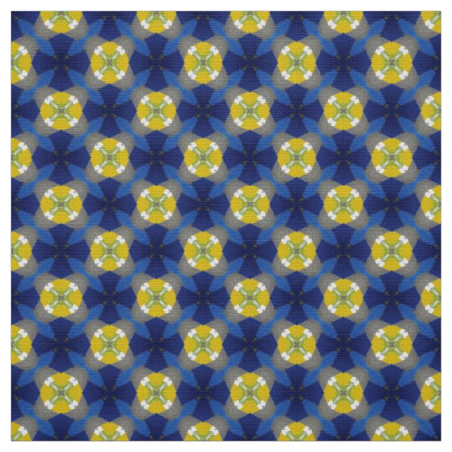 Glitch2 Blaues, gelbes Muster Stoff (Muster)