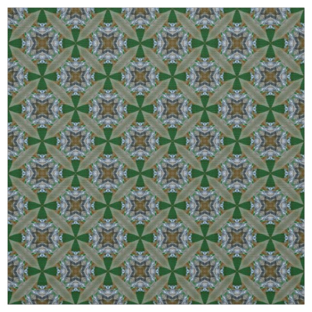 Glitch2 Green Floral Pattern gekämmte Baumwollstof Stoff (Muster)