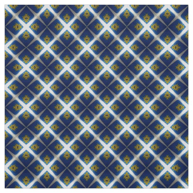 Glitch2 Midnight Blue White Fliesengewebe Stoff (Muster)