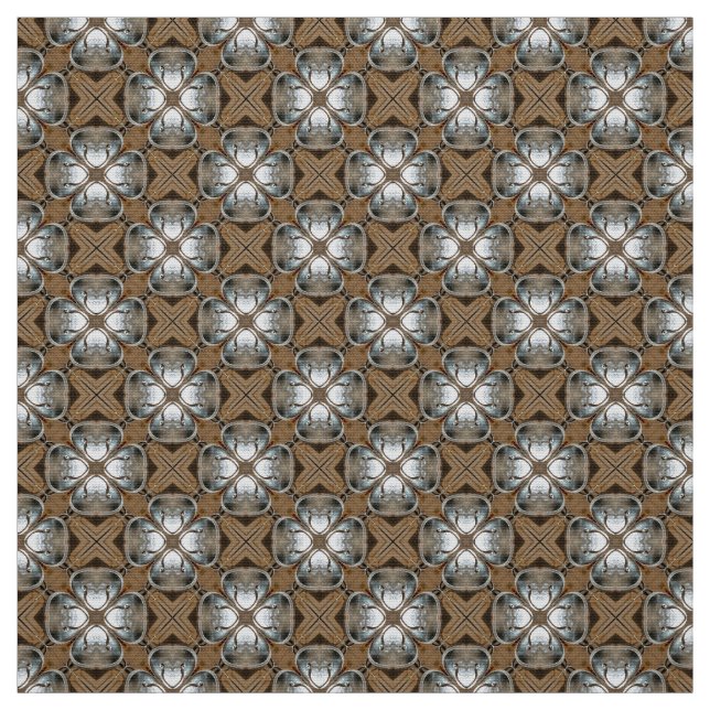 Glitch2 Olive Weiße Fliesen Gewebe Stoff (Muster)