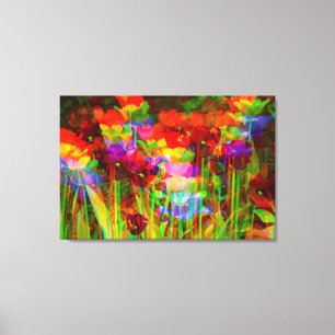 GLITCH ART auf blühenden Tulpen auf gespannter Lei Leinwanddruck