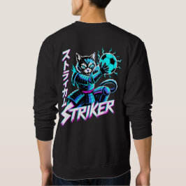 Glitch Art Samurai Striker Cat For Gamers & Anime  Sweatshirt