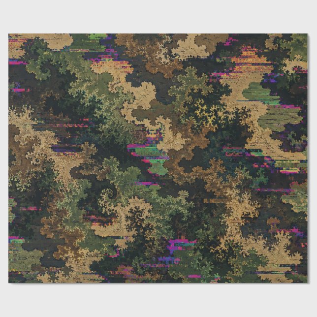 Glitch Camo Armee Geschenkpapier (Flach)