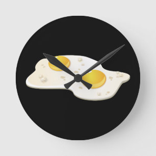 Glitch Food fried eggs Runde Wanduhr