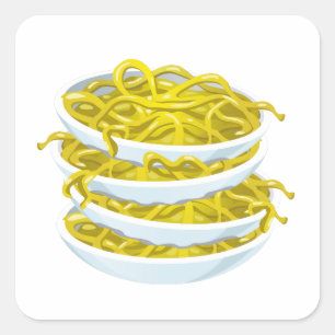 Glitch Food tanges Nudeln Quadratischer Aufkleber