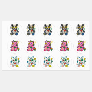 Glitch Gang — Niedliches Chaos-Sticker-Pack Etiketten