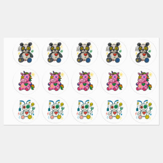 Glitch Gang — Niedliches Chaos-Sticker-Pack Etiketten