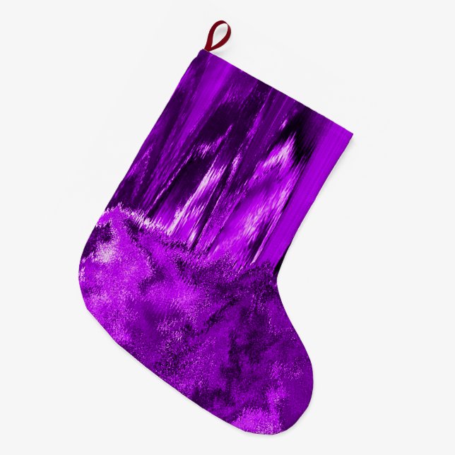 Glitch-Lila Großer Weihnachtsstrumpf (Vorderansicht (hängend))