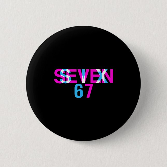 Glitch Optical Illusion Funny Six Seven 67 Meme Ge Button (Vorderseite)
