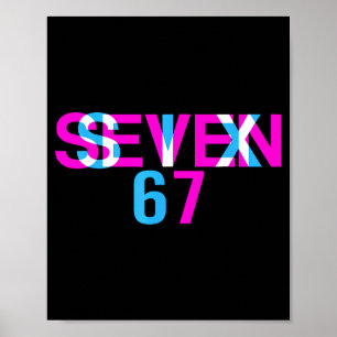 Glitch Optische Täuschung Lustig Sechs Sieben 67 M Poster