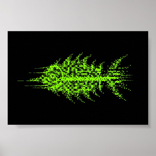 Glitch Pixel Code Fish Wall Art Poster (Vorne)