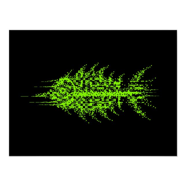 Glitch Pixel Code Fish Wall Art Poster (Vorderseite)