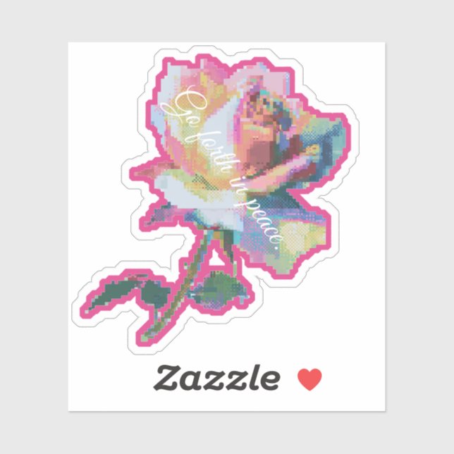 Glitch Pixel Rosa Blumen-Sticker-Design Aufkleber (Blatt)