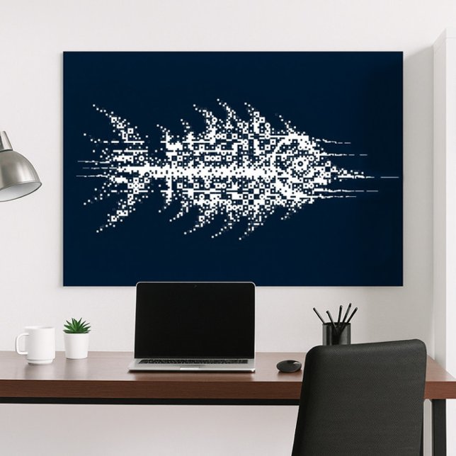 Glitch Pixel Weiße Fisch Wandkunst Poster (Von Creator hochgeladen)