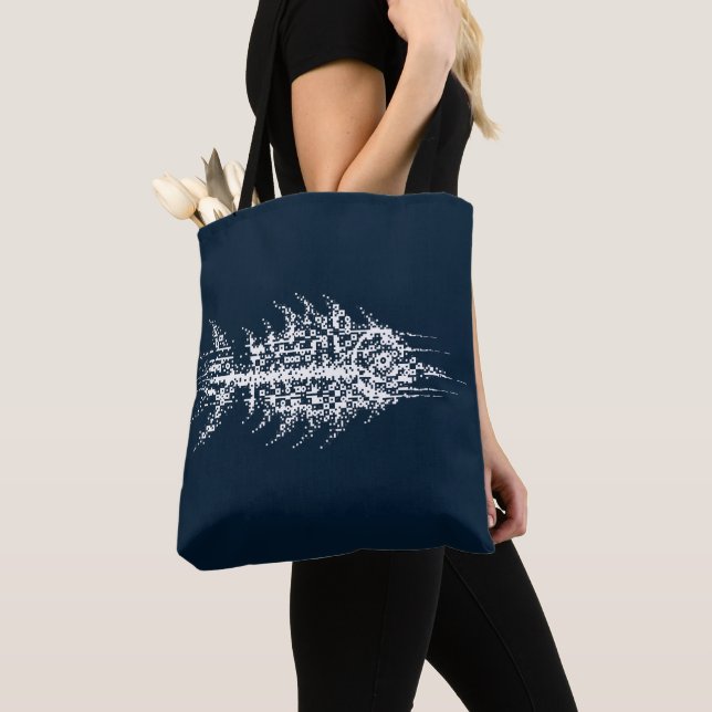Glitch Pixel White Fish Tasche (Von Nahem)