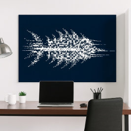 Glitch Pixel White Fish Wall Art Poster