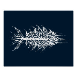 Glitch Pixel White Fish Wall Art Poster