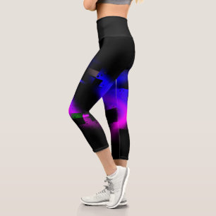 Glitch Plasma Schwarz Capri Leggings
